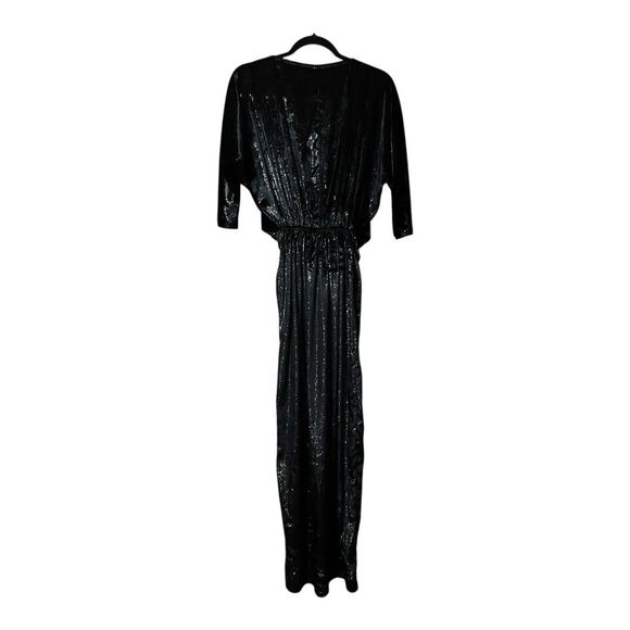 River Island Womens Size 8 Black Velvet Knot Front Split Maxi Dress - Picture 3 of 4